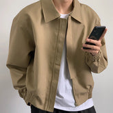 Threebooy Autumn Clothing Men's Fashion Leisure Zipper Jacket Streetwear Turn-down Collar Korean Harajuku Long Sleeve Luxury Coat